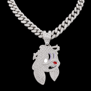 Iced Silver Rabbit Pendant Cuban Chain