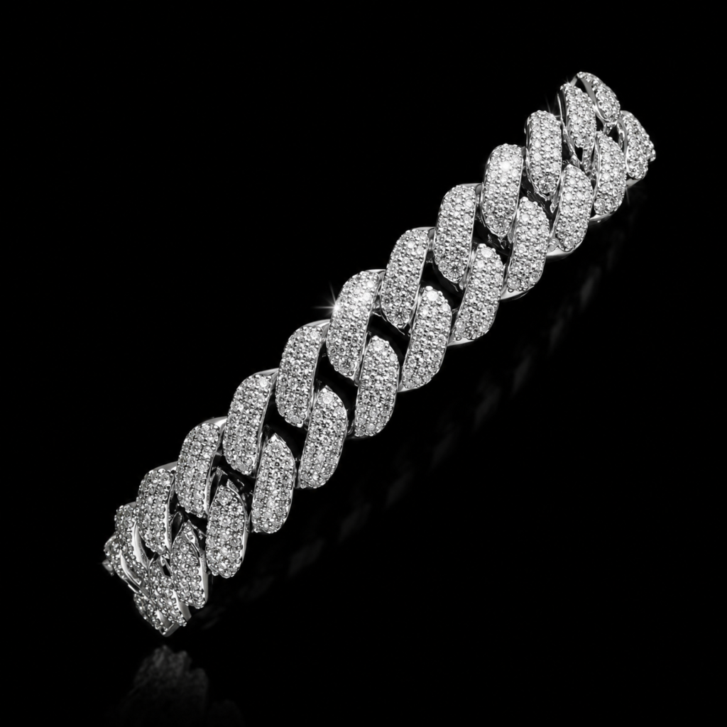 Silver Iced Cuban Link Bracelet