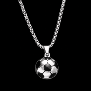 Silver Football Pendant Necklace