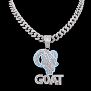 Iced Silver Goat Pendant Cuban Chain